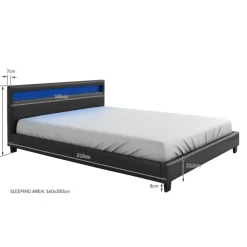 2-Persoons Bedden-Meubella - Tweepersoonsbed Paris - Zwart - 160x200 cm