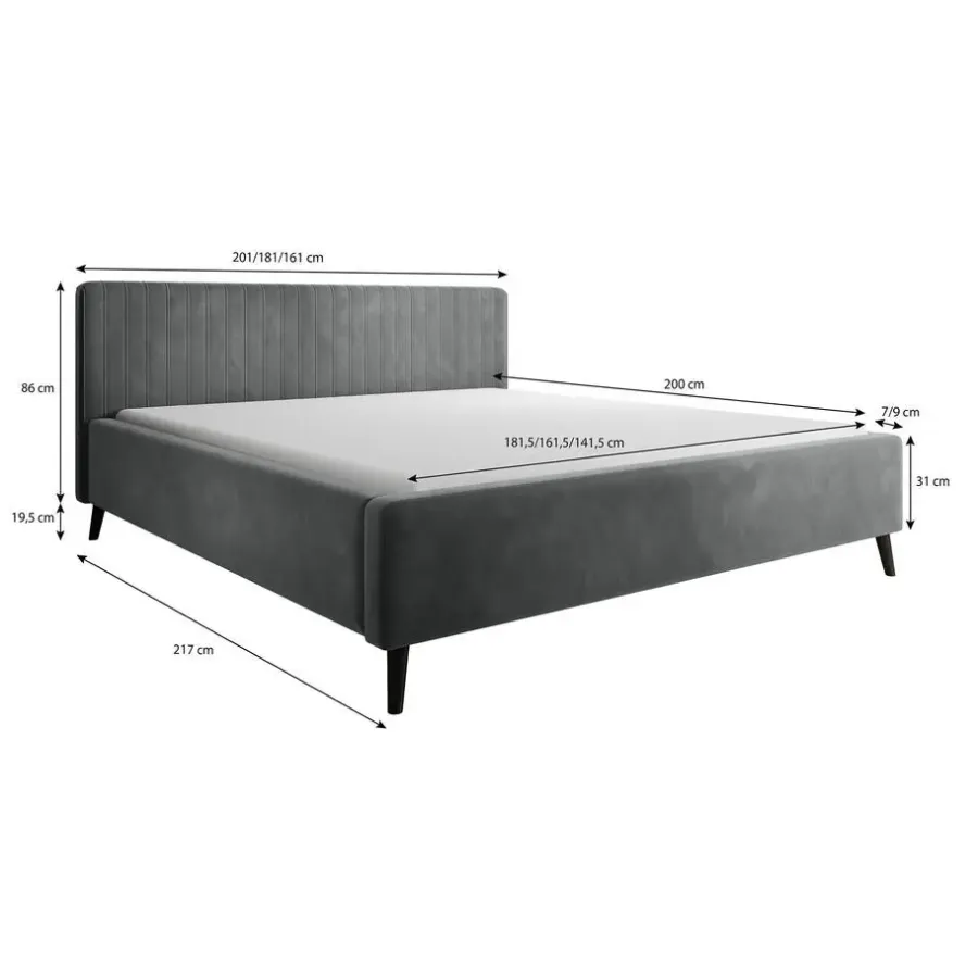 Meubella - Tweepersoonsbed Jackson - Beige - Velvet - 180x200 cm