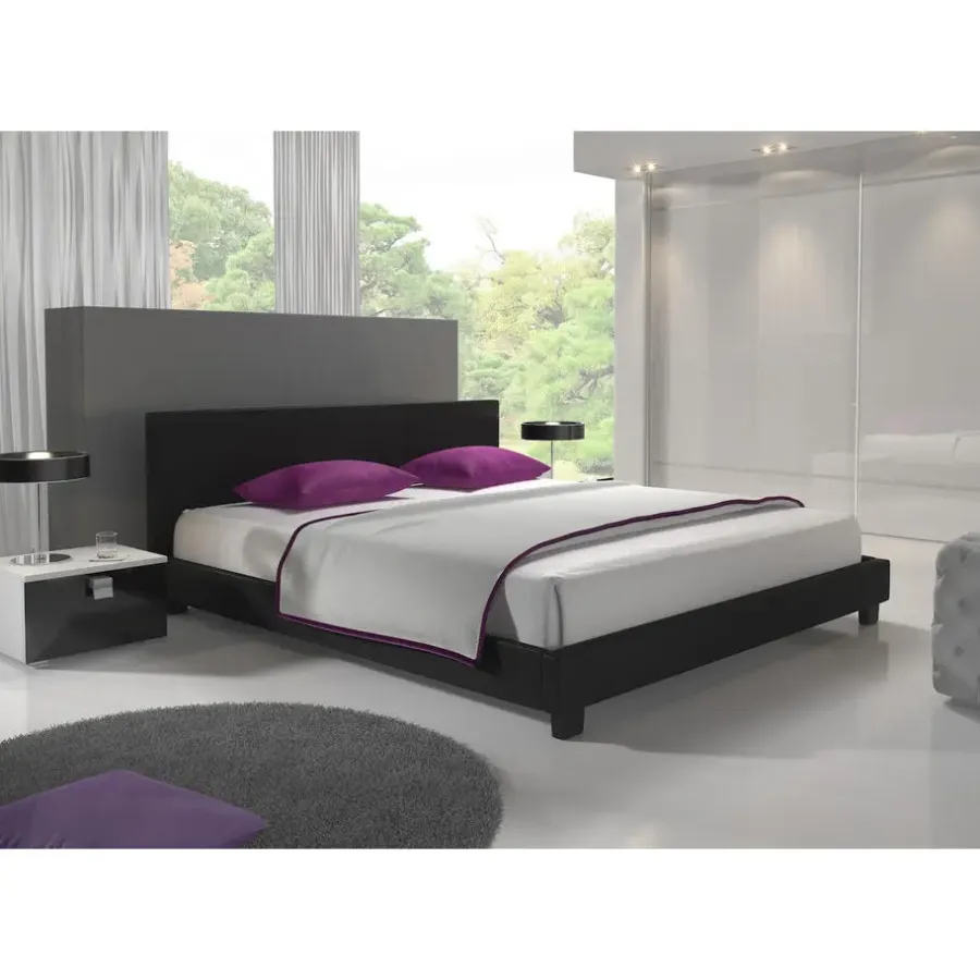 Meubella - Tweepersoonsbed George - Zwart - 180x200 cm