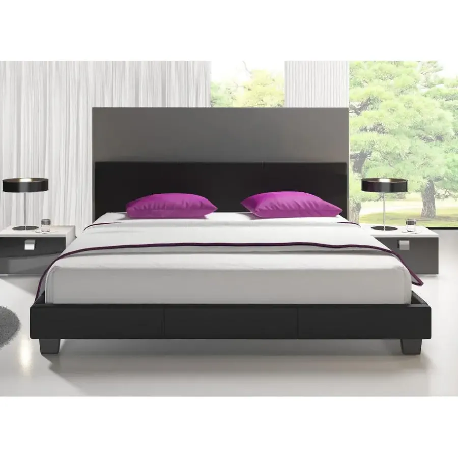 Meubella - Tweepersoonsbed George - Zwart - 180x200 cm