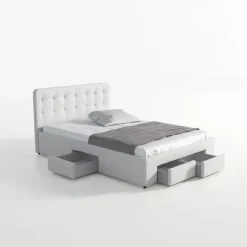2-Persoons Bedden-Meubella - Tweepersoonsbed Milo - Wit - 140x200 cm