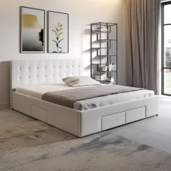 2-Persoons Bedden-Meubella - Tweepersoonsbed Milo - Wit - 140x200 cm
