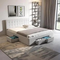 2-Persoons Bedden-Meubella - Tweepersoonsbed Milo - Wit - 140x200 cm