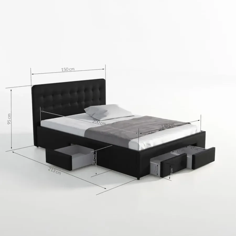 2-Persoons Bedden-Meubella - Tweepersoonsbed Milo - Wit - 140x200 cm