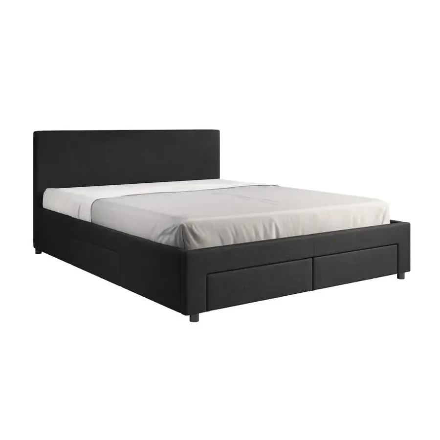 Meubella - Tweepersoonsbed Suente - Zwart - 160x200 cm