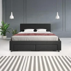 Meubella - Tweepersoonsbed Suente - Zwart - 160x200 cm