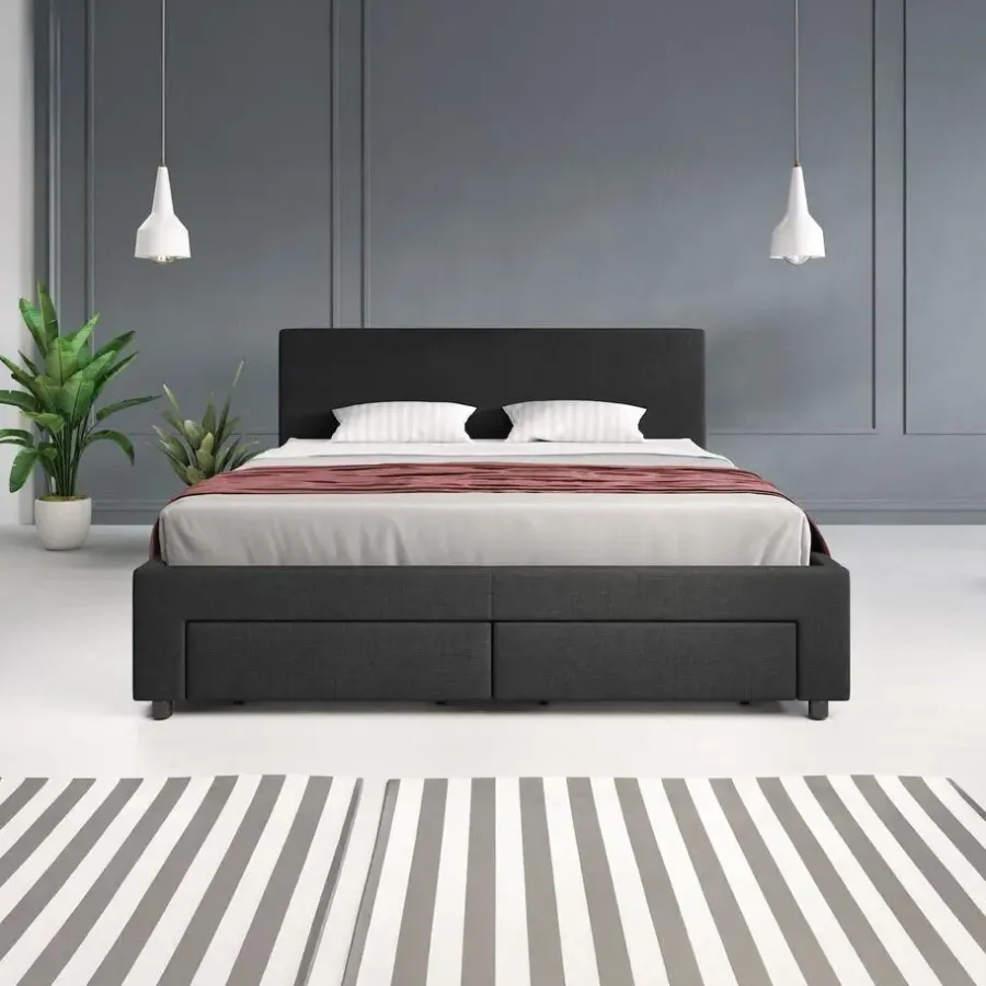 Meubella - Tweepersoonsbed Suente - Zwart - 160x200 cm