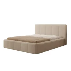 Meubella - Tweepersoonsbed Excalibur - Beige teddystof - 160x200 cm