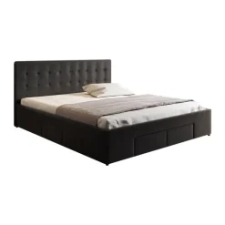 Meubella - Tweepersoonsbed Milo - Zwart - 180x200 cm