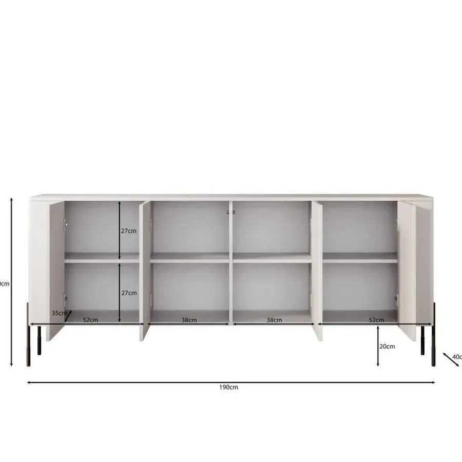 Dressoirs-Meubella - Vivi - Dressoir - Beige - 190 cm