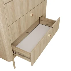 Meubella - Voorne - Ladekast 4 lades - Eiken - 88x38x103 cm