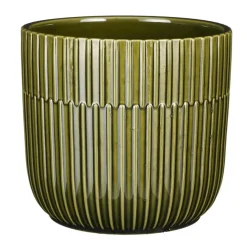Bloempotten Voor Binnen-Mica Decorations - Plantenpot - groen - stripes - D17,5 x H16 cm