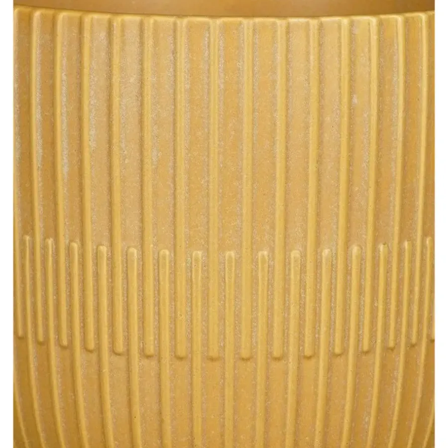 Bloempotten Voor Binnen-Mica Decorations - Plantenpot - okergeel - stripes - D17.5xH16 cm