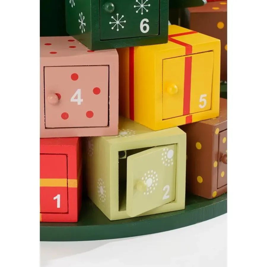 Mica Decorations Adventskalender - H30 x Ø28 cm - MDF - Meerkleurig