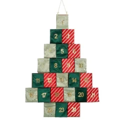 Kerstdecoratie-Mica Decorations Adventskalender - L72 x B1 x H51 cm - Groen, Rood