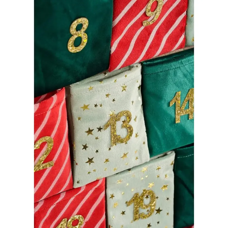 Kerstdecoratie-Mica Decorations Adventskalender - L72 x B1 x H51 cm - Groen, Rood