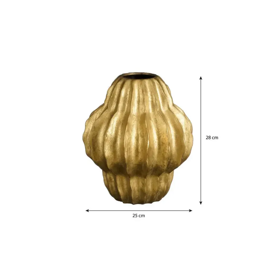 Mica Decorations Altea Vaas - H28 x Ø24,5 cm - Keramiek - Goud