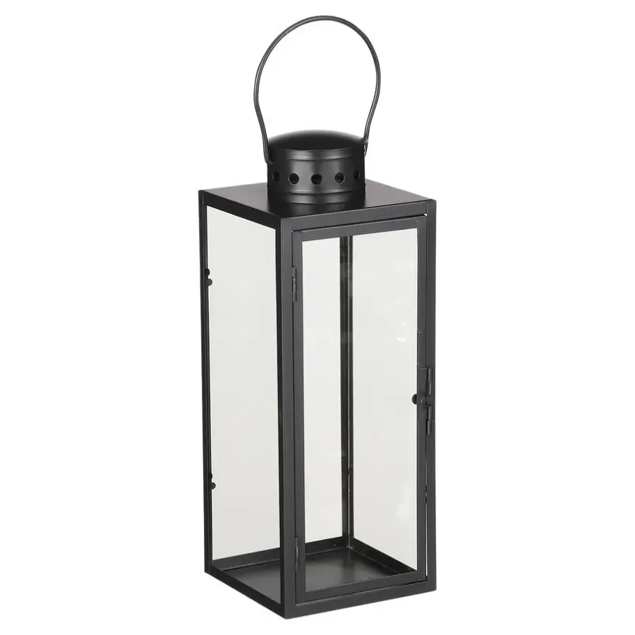 Kandelaars En Windlichten-Mica Decorations Arzilla Lantaarn - L13,5 x B13 x H34,5 cm - Zwart