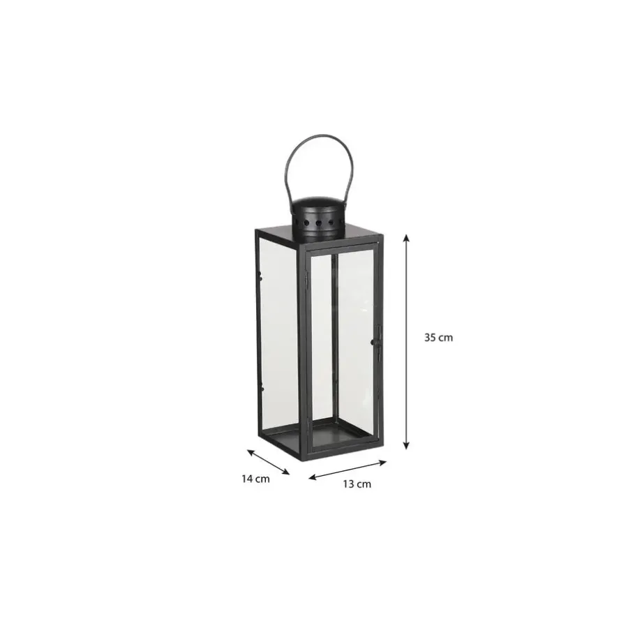 Kandelaars En Windlichten-Mica Decorations Arzilla Lantaarn - L13,5 x B13 x H34,5 cm - Zwart