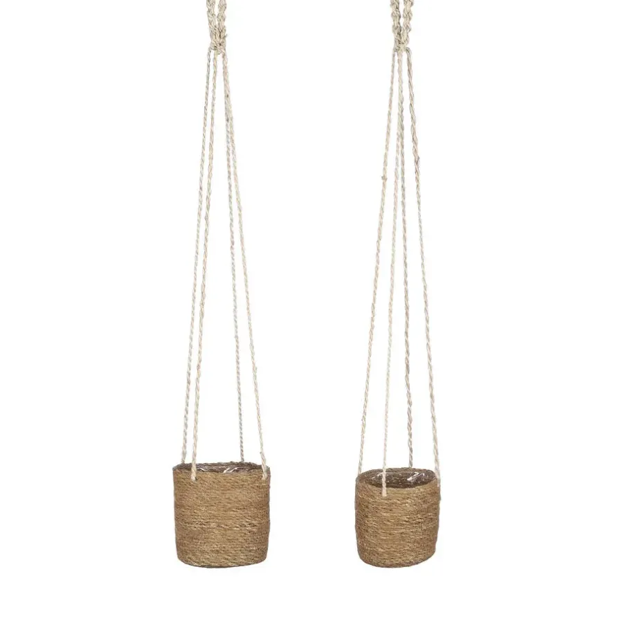 Opbergmanden-Mica Decorations Atlantic Plantenmand Set van 2 - Ø16 cm - Lichtbruin