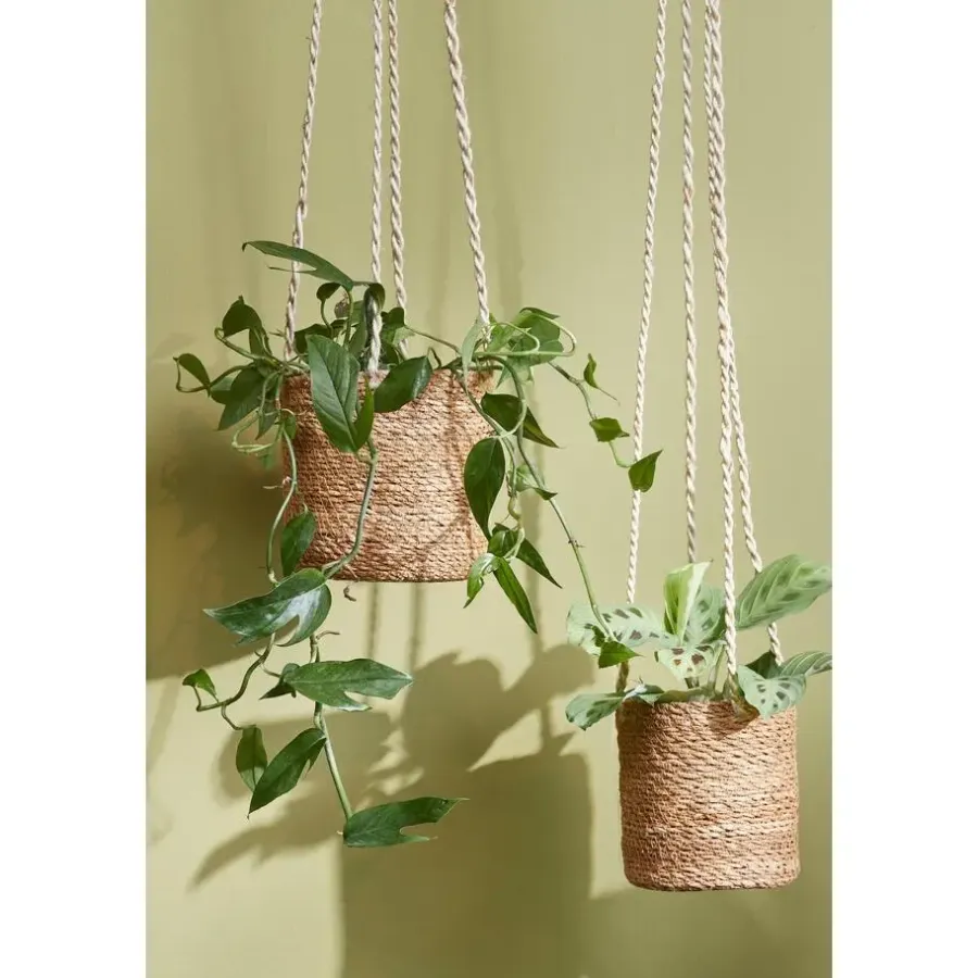 Opbergmanden-Mica Decorations Atlantic Plantenmand Set van 2 - Ø16 cm - Lichtbruin