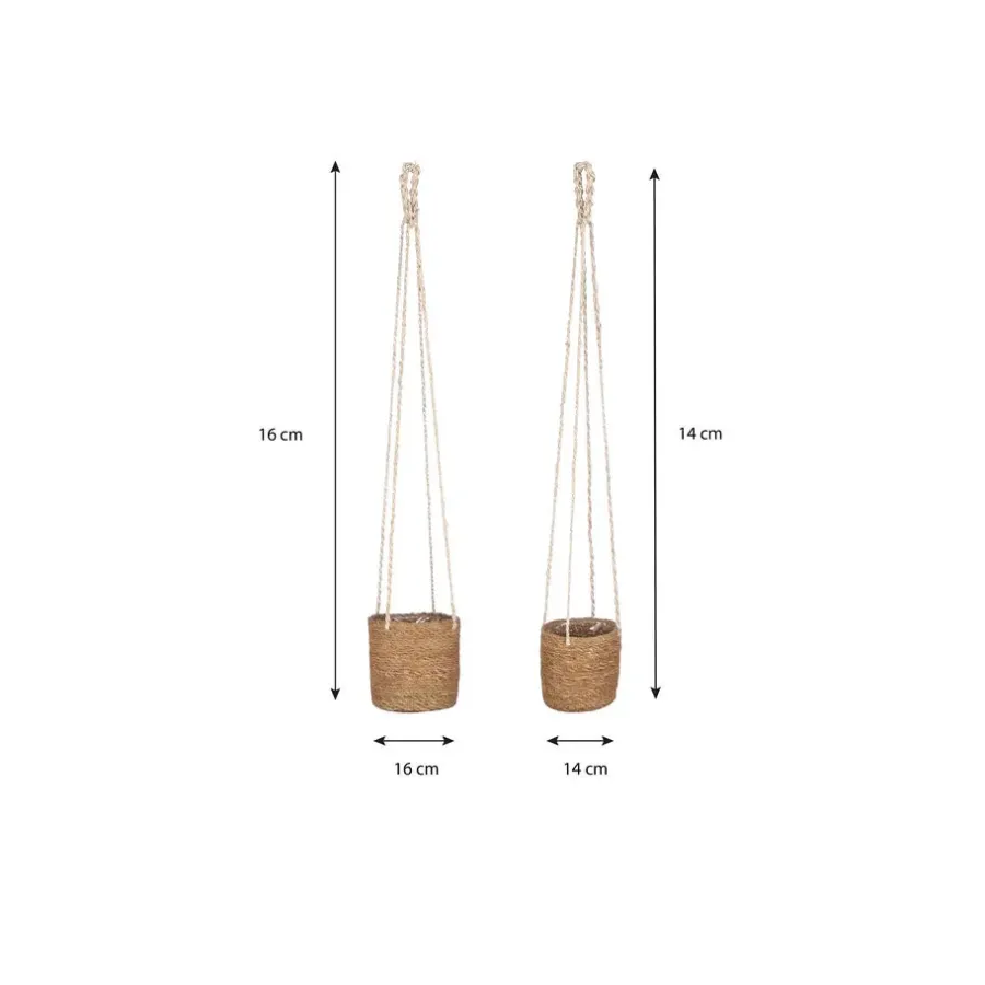 Opbergmanden-Mica Decorations Atlantic Plantenmand Set van 2 - Ø16 cm - Lichtbruin