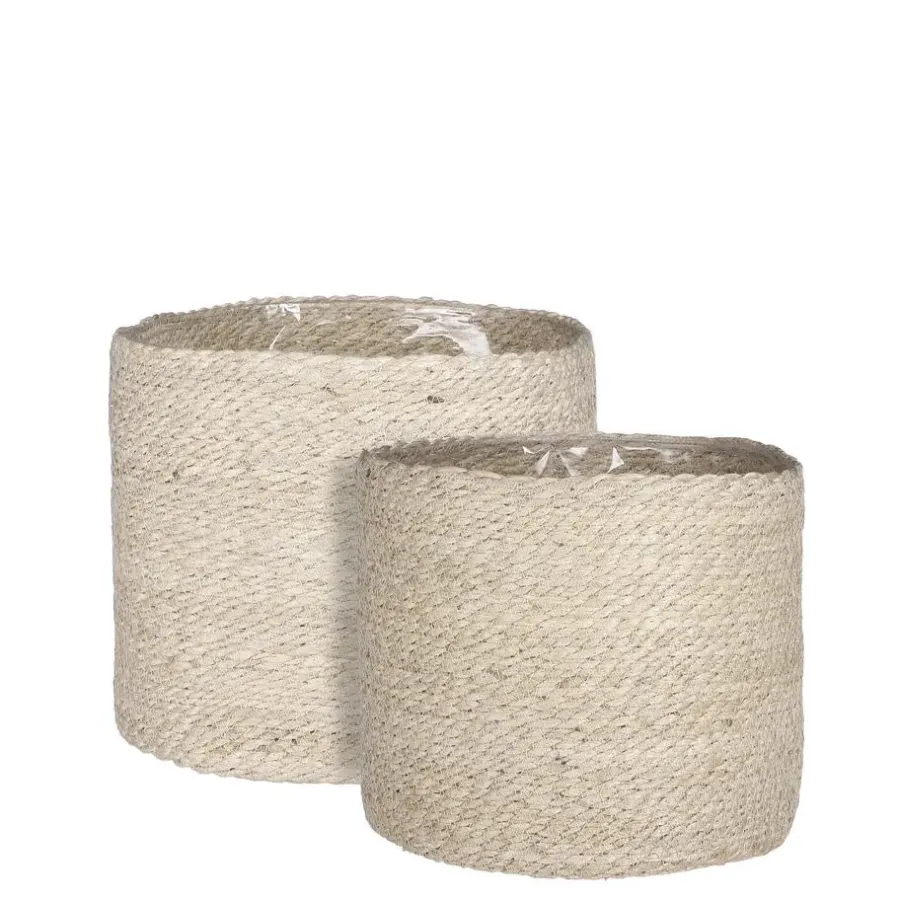 Opbergmanden-Mica Decorations Atlantic Mand voor Planten Set van 2 - Ø30 cm - Crème