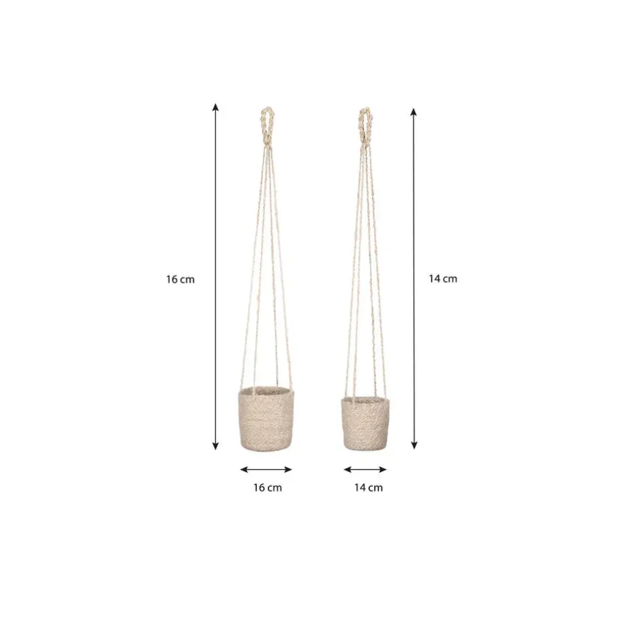 Mica Decorations Atlantic Mand voor Planten Set van 2 - Ø16 cm - Crème