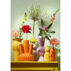 Mica Decorations Bloempot - boaz - gebobbeld - oranje - 13x17 cm