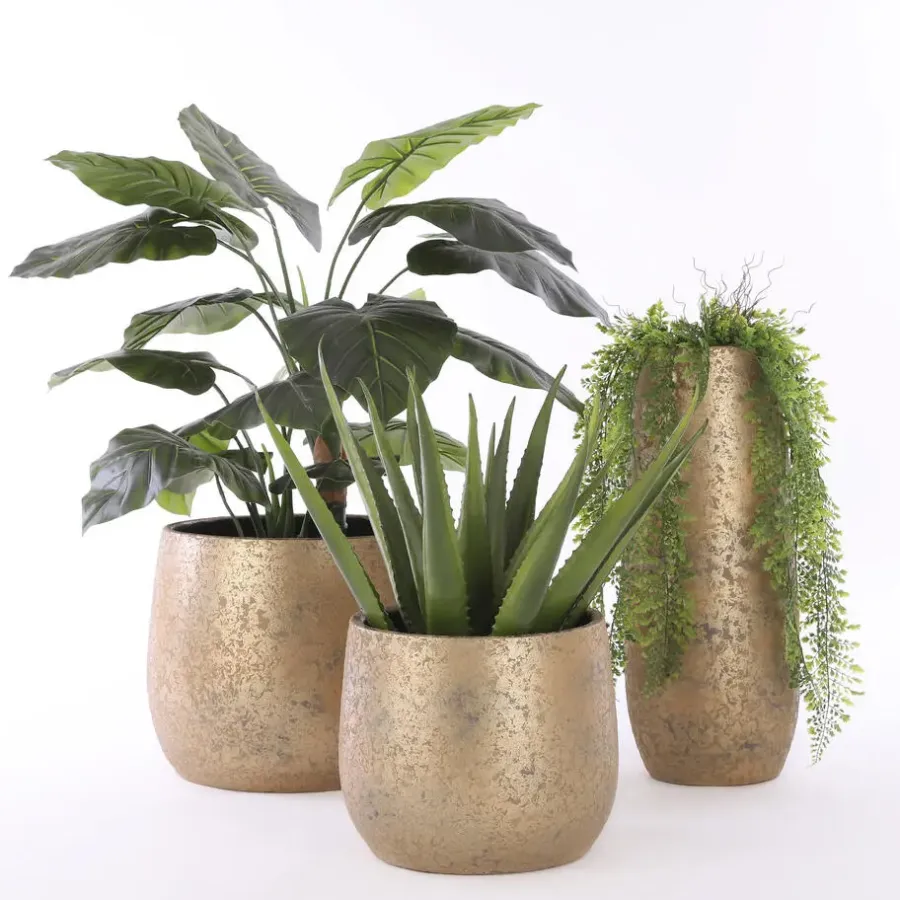 Bloempotten Voor Binnen-Mica Decorations Bloempot - goudkleurig - keramiek - 25 cm