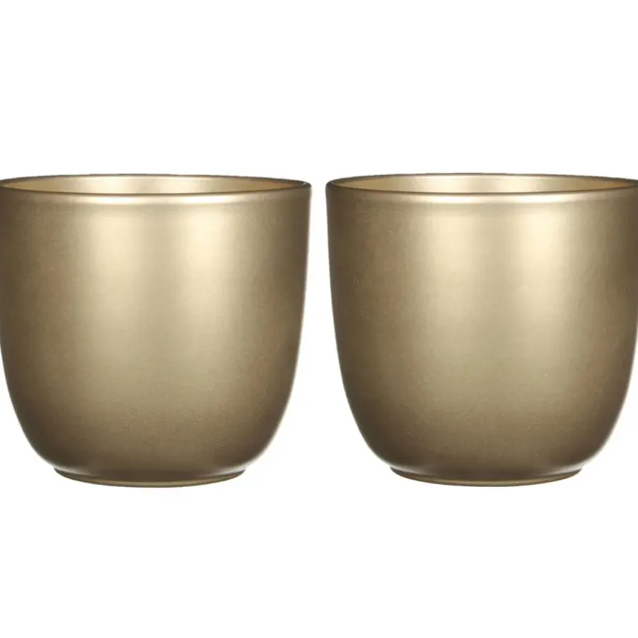 Bloempotten|Bloempotten Voor Binnen-Mica Decorations Bloempot - goud - glanzend - keramiek - 19 x 18 cm