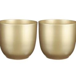 Mica Decorations Bloempot - goudkleurig - keramiek - 25 x 23 cm