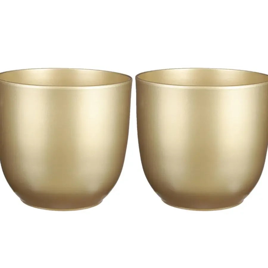 Mica Decorations Bloempot - goudkleurig - keramiek - 25 x 23 cm