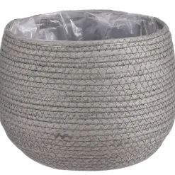 Bloempotten Voor Binnen-Mica Decorations Bloempot - rotan - grijs - jute - 22 x 19 cm