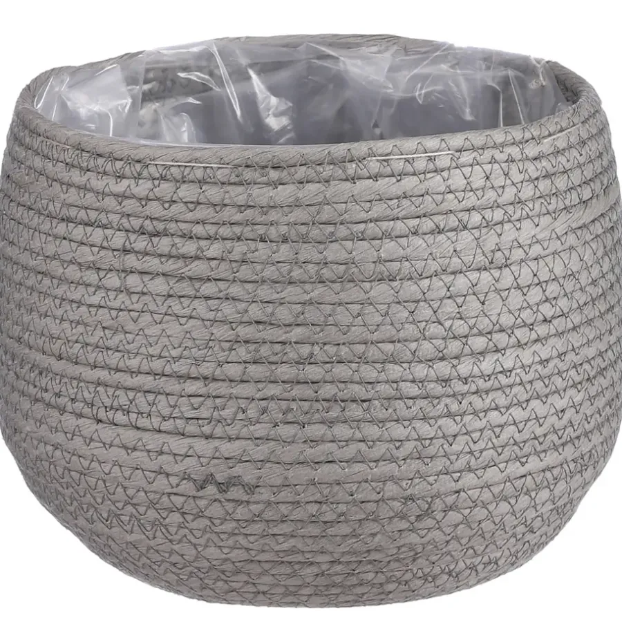 Bloempotten Voor Binnen-Mica Decorations Bloempot - rotan - grijs - jute - 22 x 19 cm