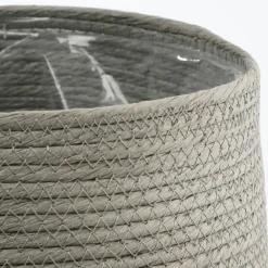 Bloempotten Voor Binnen-Mica Decorations Bloempot - rotan - grijs - jute - 22 x 19 cm