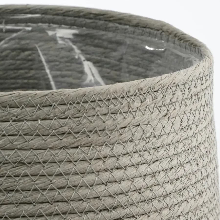 Bloempotten Voor Binnen-Mica Decorations Bloempot - rotan - grijs - jute - 22 x 19 cm