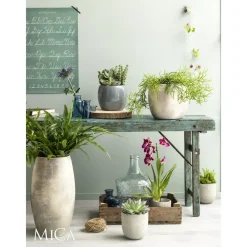Bloempotten Voor Binnen-Mica Decorations Bloempot - lichtgrijs - keramiek - 28 x 26 cm
