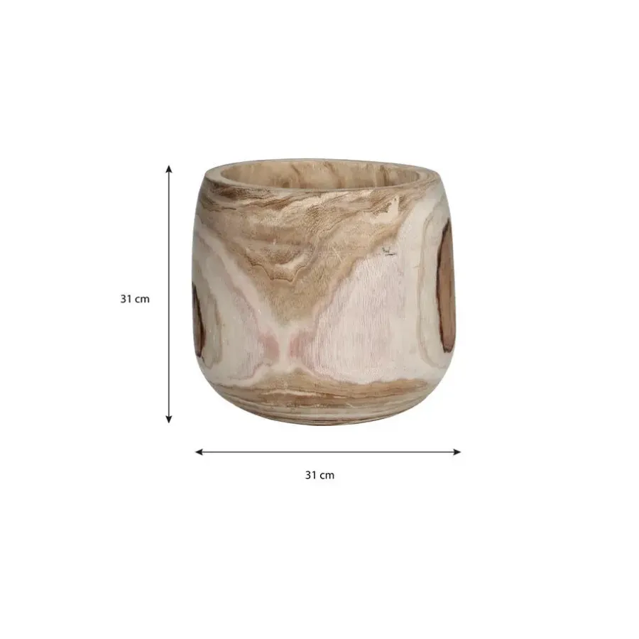 Mica Decorations Bloempot - hout - voor binnen en buiten - 31 cm