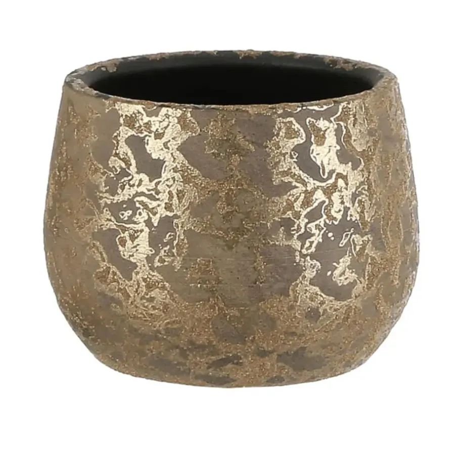 Mica Decorations Bloempot - goudkleurig - keramiek - 16 x 13 cm