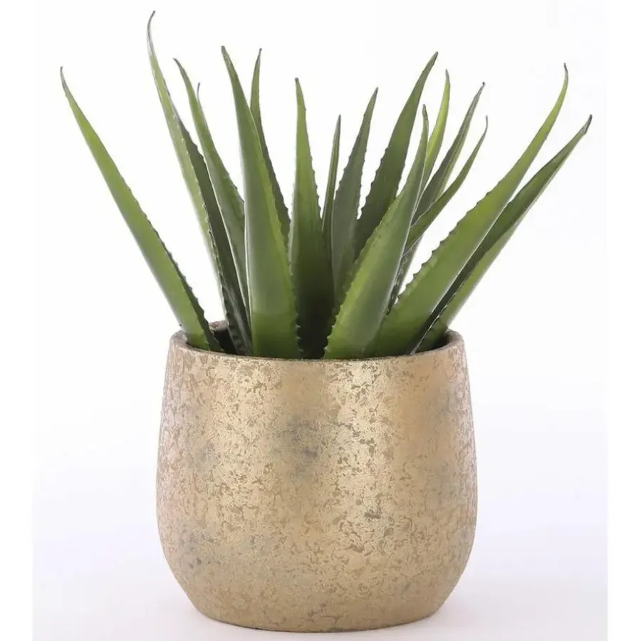 Mica Decorations Bloempot - goudkleurig - keramiek - 16 x 13 cm