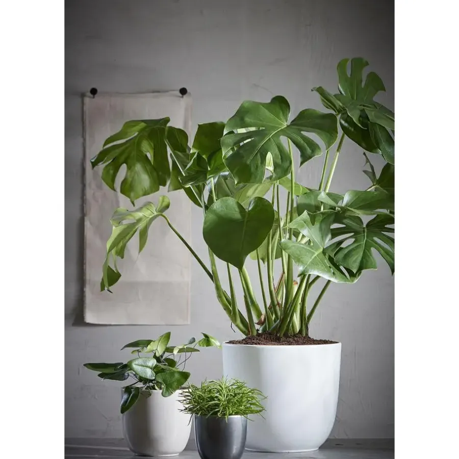 Bloempotten Voor Binnen-Mica Decorations Bloempot - wit - keramiek - glanzend - 31 x 28 cm