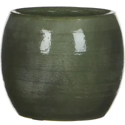 Mica Decorations Bloempot - groen - keramiek - 14 x 12 cm