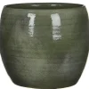 Mica Decorations Bloempot - glanzend groen - keramiek - 20 x 18 cm