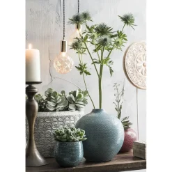 Mica Decorations Bloempot - midnight blauw - keramiek - 25 x 20 cm