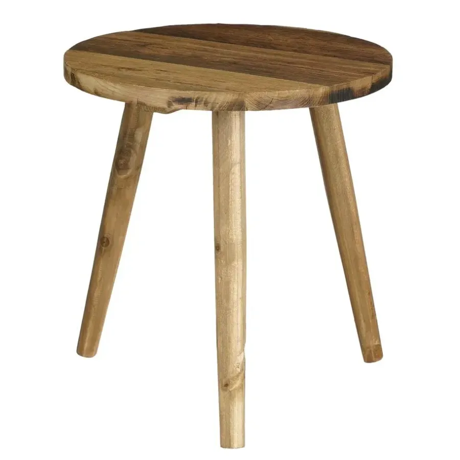 Bijzettafels-Mica Decorations Bold Bijzettafel - Ø33 cm - Gerecycled Hout - Bruin