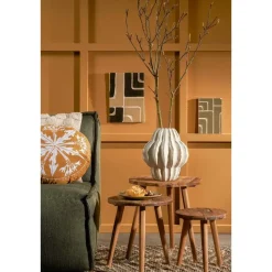 Bijzettafels-Mica Decorations Bold Bijzettafel - Ø33 cm - Gerecycled Hout - Bruin