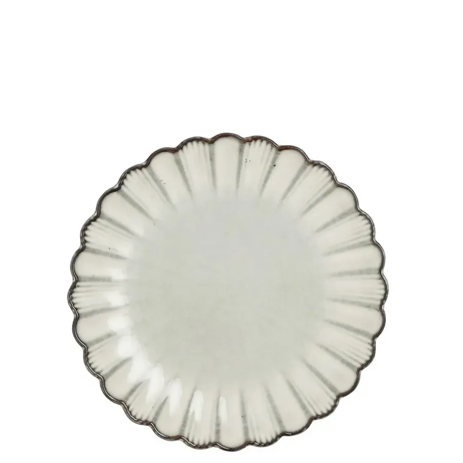 Borden-Mica Decorations Corfu Ontbijtbord - H2,5 x Ø21 cm - Keramiek - Grijs