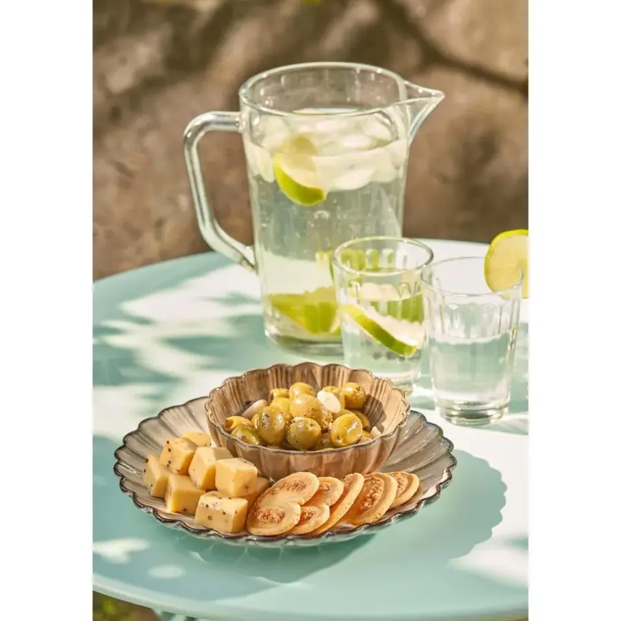 Borden-Mica Decorations Corfu Ontbijtbord - H2,5 x Ø21 cm - Keramiek - Grijs