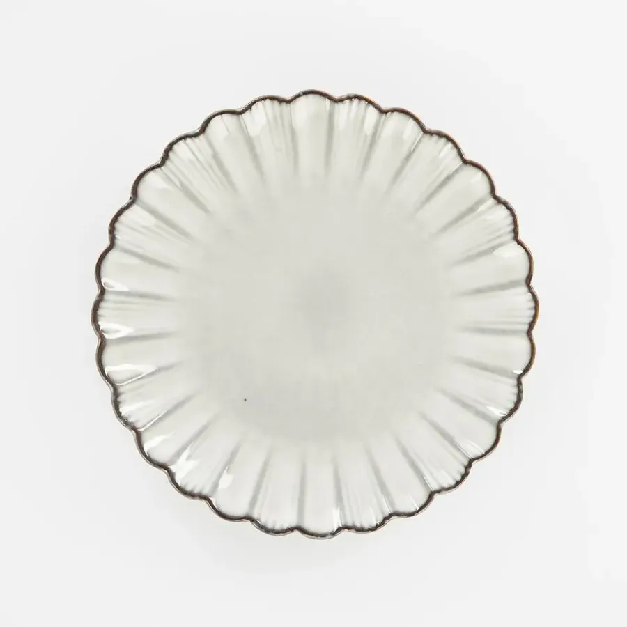 Borden-Mica Decorations Corfu Ontbijtbord - H2,5 x Ø21 cm - Keramiek - Grijs